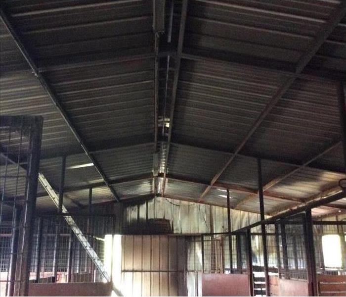 smoke damaged warehouse ceiling