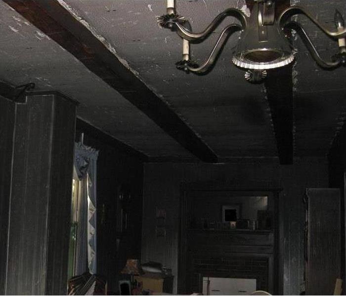 Soot damaged ceiling